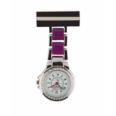 Two Tone Diamante Metal Fob Watch with Sparkle Dial